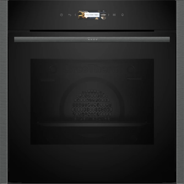 Neff B24CR71G0B built-in oven in black with graphite grey trim